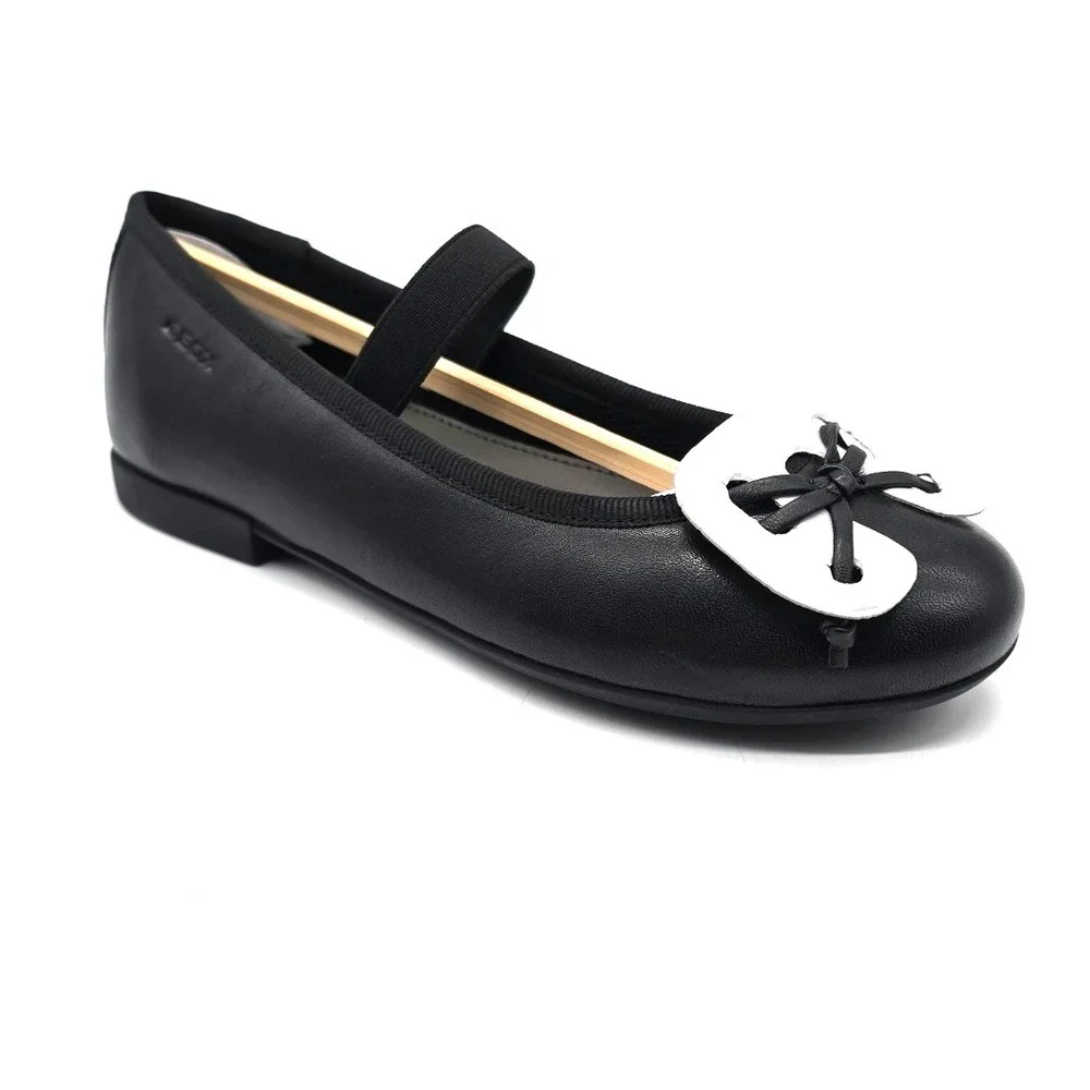Girls GEOX Black Leather Ballet Flats US 11 J Plie B Toddler Big‎ Kid J3455B